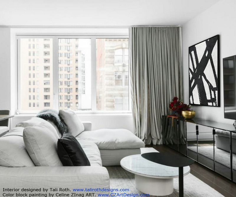 Handmade Large Painting,Black And White Minimal Painting On Canvas - Personalized Canvas Art